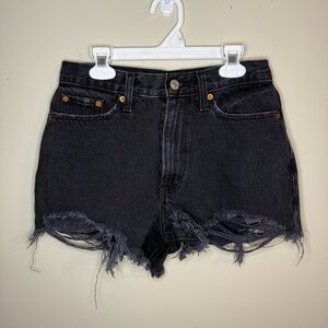 ABERCROMBIE Annie High Rise Short Black Distressed 0